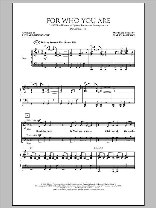 For Who You Are (SATB Choir) von Richard Kingsmore