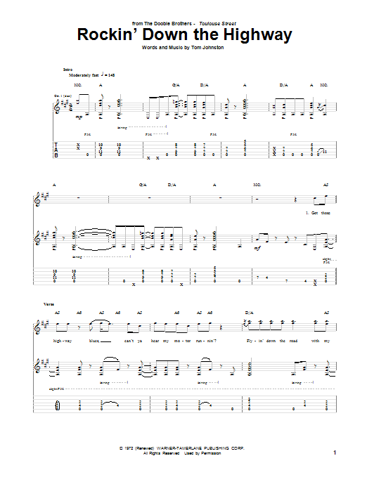 Rockin' Down The Highway (Guitar Tab) von The Doobie Brothers