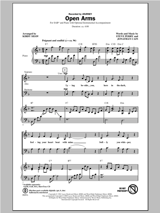 Open Arms (SAB Choir) von Kirby Shaw
