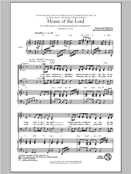 House Of The Lord (SATB Choir) von Keith Wilkerson