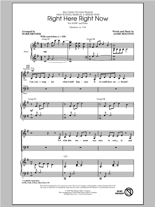 Right Here Right Now (from High School Musical 3) (SATB Choir) von Mark Brymer