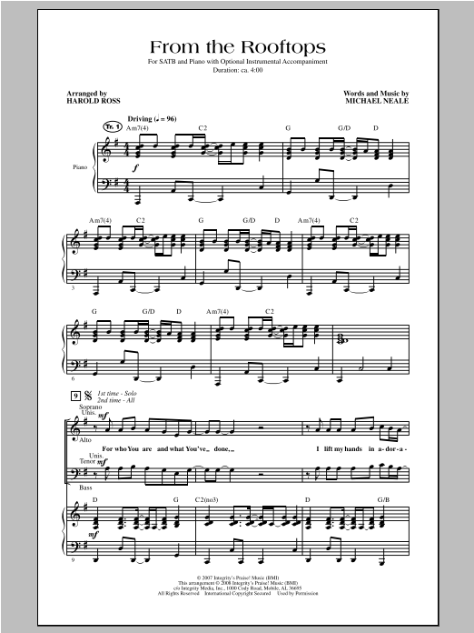 From The Rooftops (SATB Choir) von Harold Ross