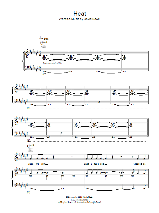 Heat (Piano, Vocal & Guitar Chords) von David Bowie
