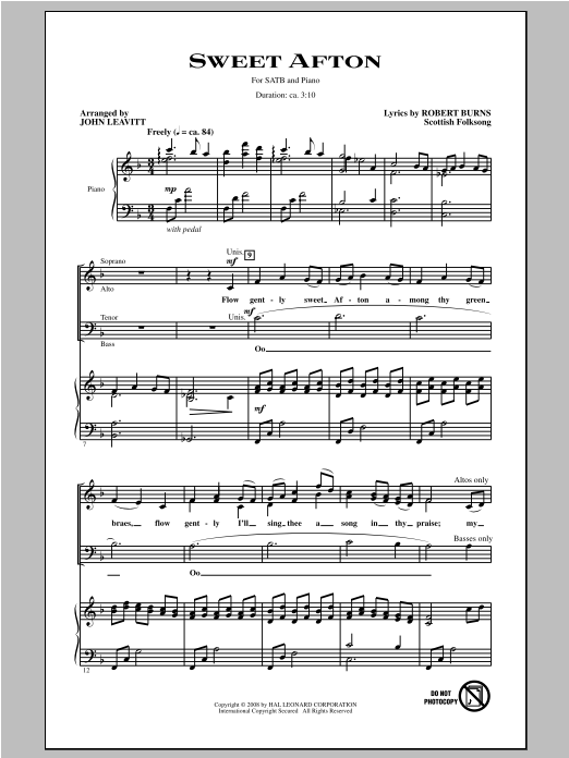 Flow Gently, Sweet Afton (SATB Choir) von John Leavitt
