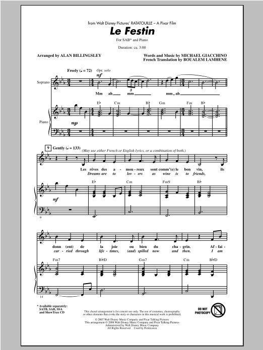 Le Festin (from Ratatouille) (SAB Choir) von Alan Billingsley