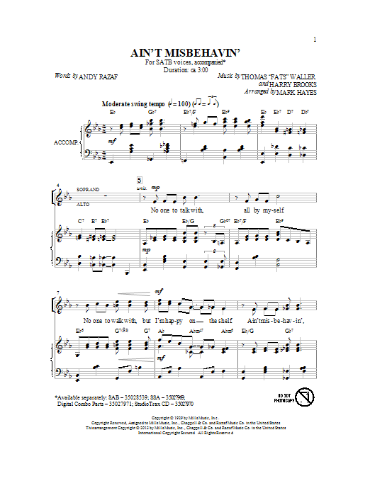 Ain't Misbehavin' (SATB Choir) von Mark Hayes