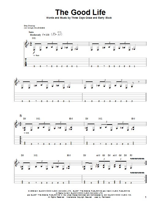 The Good Life (Guitar Tab (Single Guitar)) von Three Days Grace