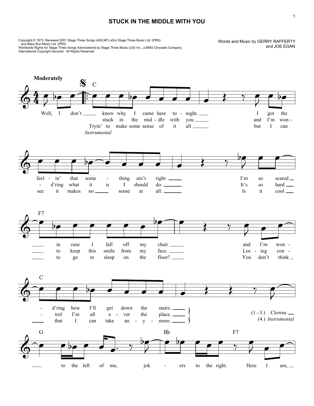 Stuck In The Middle With You (Lead Sheet / Fake Book) von Stealers Wheel