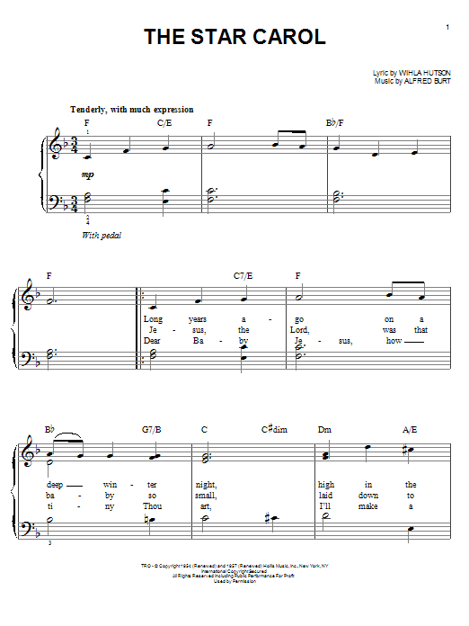 The Star Carol (Easy Piano) von Wihla Hutson