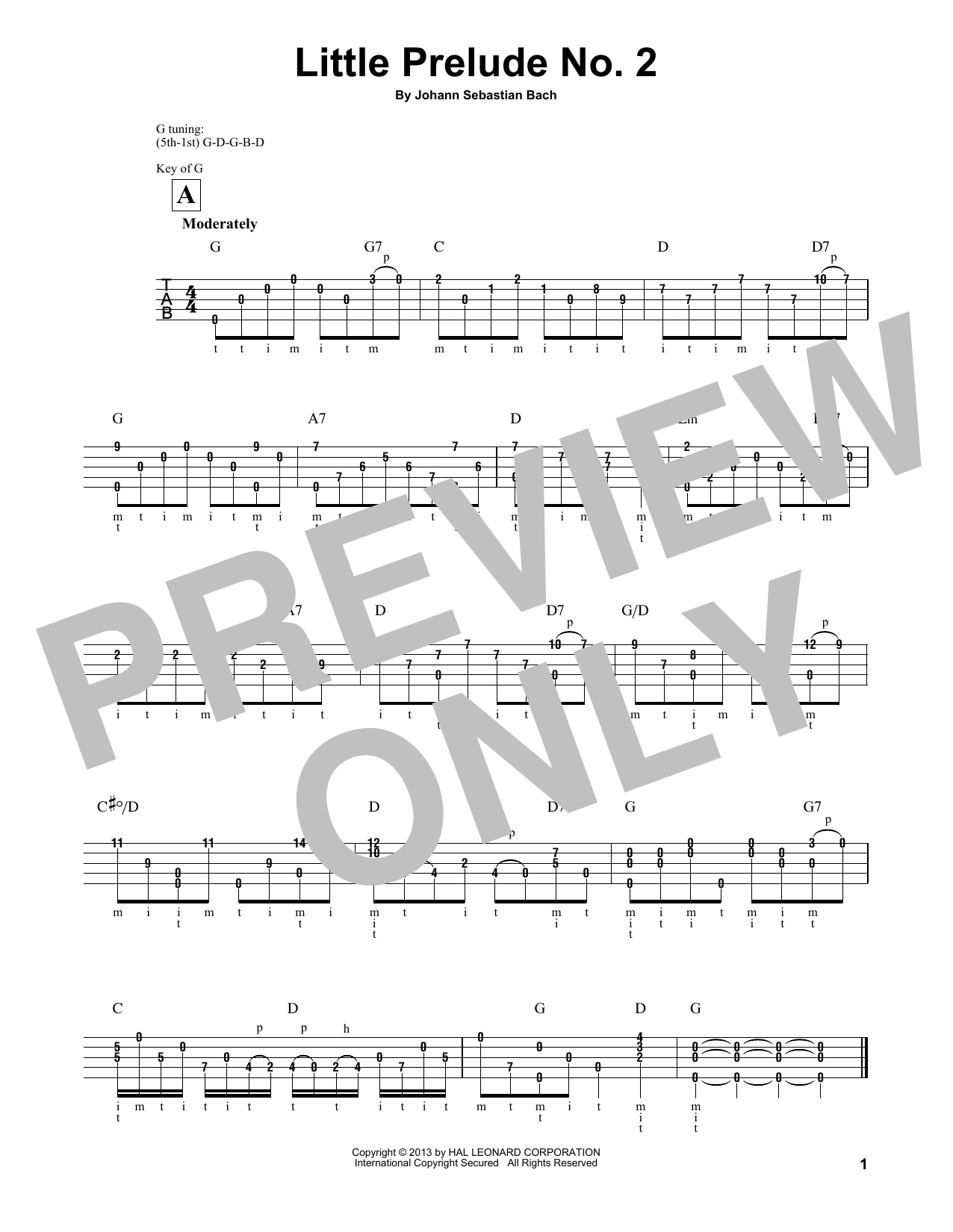 Little Prelude No. 2 in C Major (Banjo Tab) von Mark Phillips