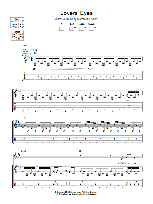 Lovers' Eyes (Guitar Tab) von Mumford & Sons