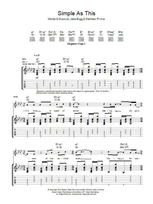 Simple As This (Guitar Tab) von Jake Bugg