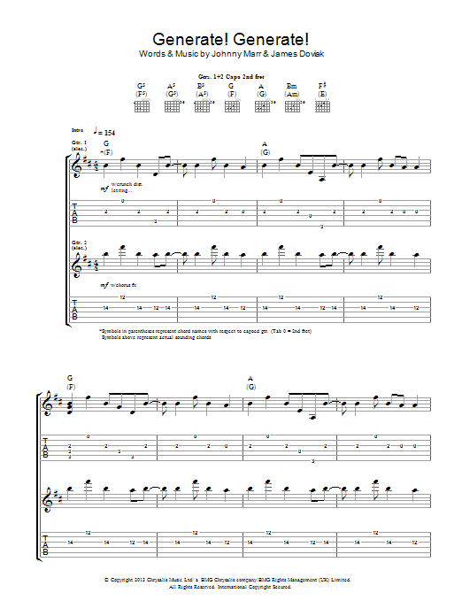Generate! Generate! (Guitar Tab) von Johnny Marr