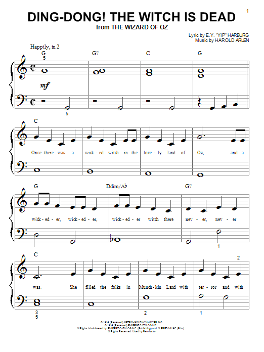 Ding-Dong! The Witch Is Dead (Big Note Piano) von E.Y. 