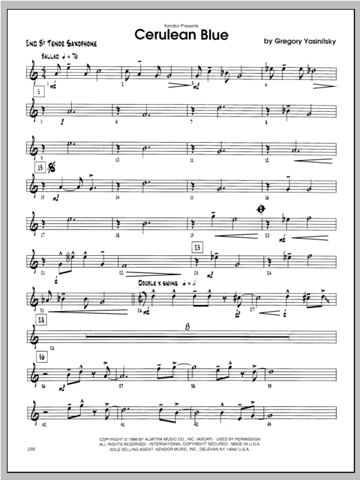 Cerulean Blue - Tenor Sax 2 (Jazz Ensemble) von Yasinitsky