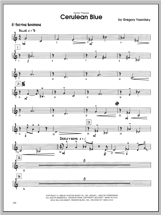 Cerulean Blue - Baritone Sax (Jazz Ensemble) von Yasinitsky