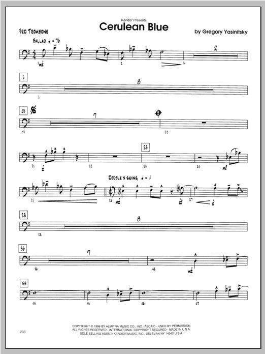 Cerulean Blue - Trombone 3 (Jazz Ensemble) von Yasinitsky