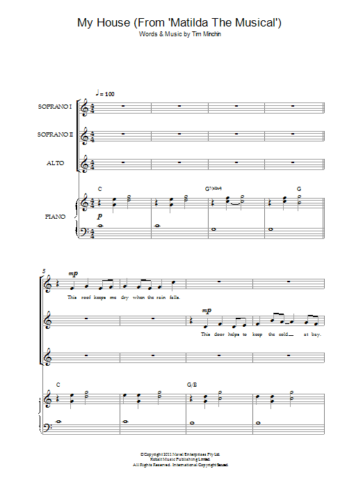 My House ('From Matilda The Musical') (Choir) von Tim Minchin