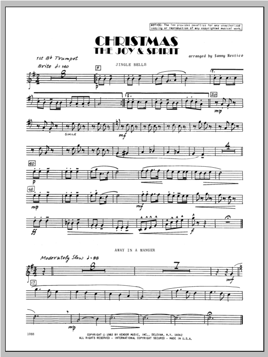 Christmas; The Joy & Spirit - Trumpet 1 (Jazz Ensemble) von Nestico