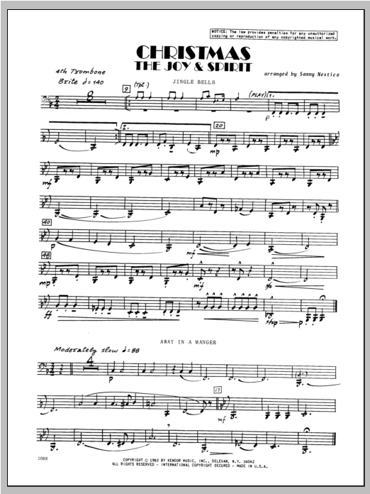 Christmas; The Joy & Spirit - Trombone 4 (Jazz Ensemble) von Nestico