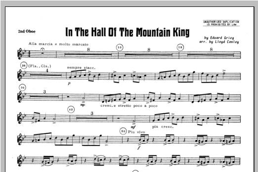 In the Hall of the Mountain King - Oboe 2 (Concert Band) von Lloyd Conley