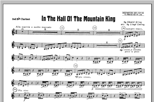 In the Hall of the Mountain King - Clarinet 2 (Concert Band) von Lloyd Conley