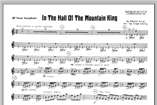 In the Hall of the Mountain King - Tenor Sax (Concert Band) von Lloyd Conley