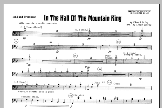 In the Hall of the Mountain King - Trombone 1, 2 (Concert Band) von Lloyd Conley