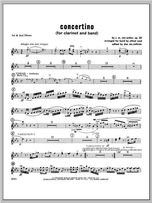 Concertino - Oboe (Concert Band) von Weber