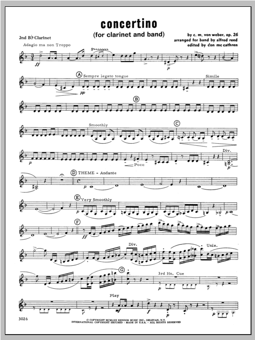 Concertino - Clarinet 2 (Concert Band) von Weber