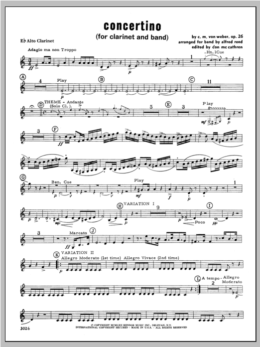 Concertino - Clarinet (Concert Band) von Weber