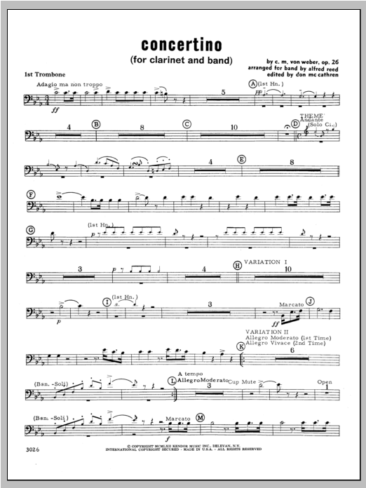 Concertino - Trombone 1 (Concert Band) von Weber