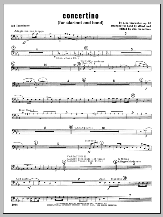 Concertino - Trombone 3 (Concert Band) von Weber