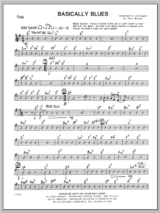 Basically Blues - Piano (Jazz Ensemble) von WILSON
