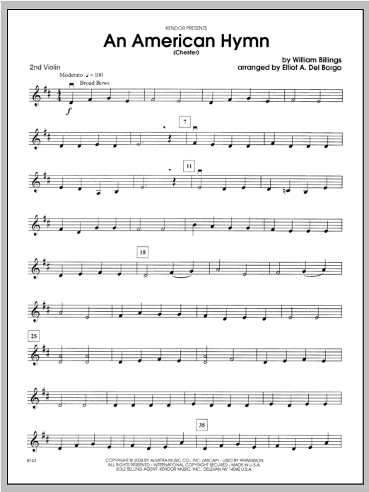 An American Hymn (Chester) - Violin 2 (Orchestra) von Del Borgo