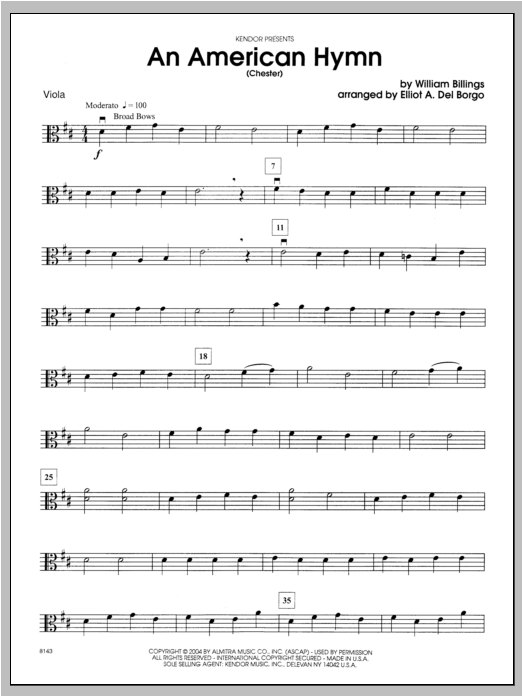 An American Hymn (Chester) - Viola (Orchestra) von Del Borgo