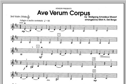 Ave Verum Corpus - Violin 3 (Orchestra) von Del Borgo