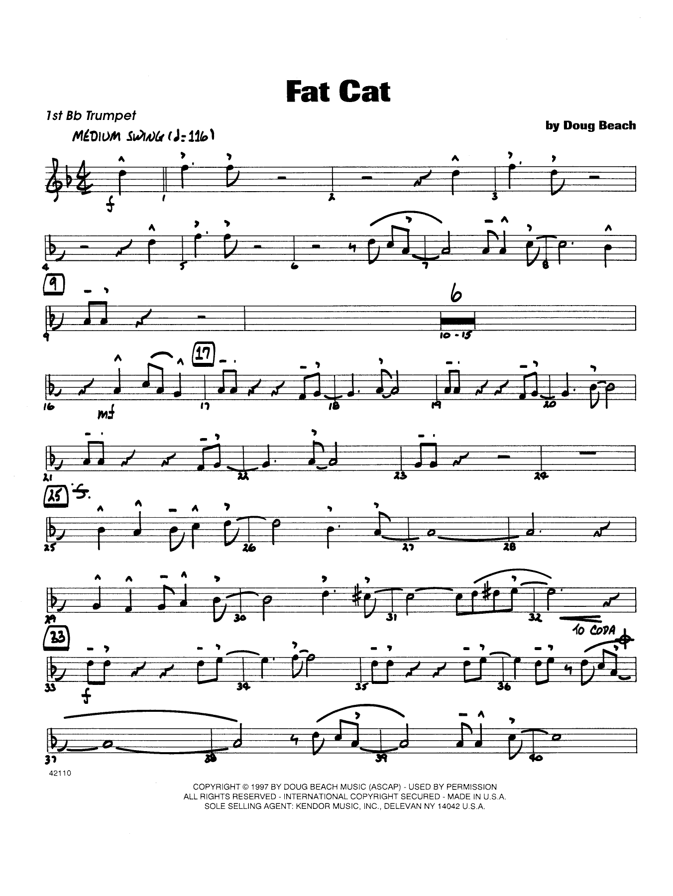 Fat Cat - Trumpet 1 (Jazz Ensemble) von Beach