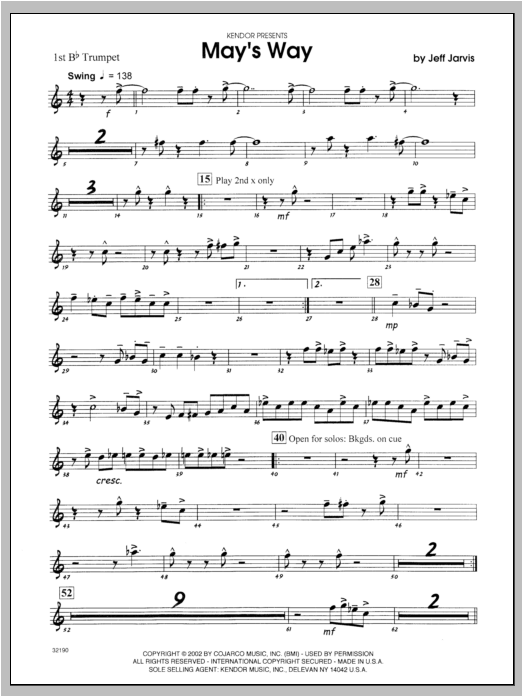 May's Way - Trumpet 1 (Jazz Ensemble) von Jarvis
