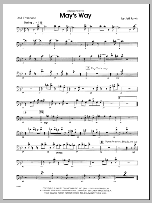 May's Way - Trombone 2 (Jazz Ensemble) von Jarvis