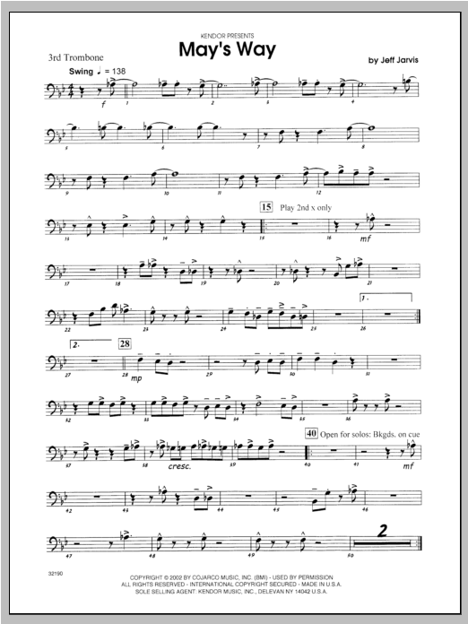 May's Way - Trombone 3 (Jazz Ensemble) von Jarvis