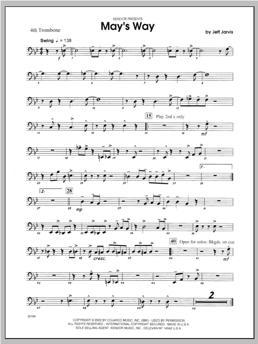 May's Way - Trombone 4 (Jazz Ensemble) von Jarvis