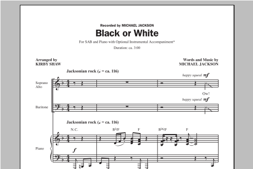Black Or White (arr. Kirby Shaw) (SAB Choir) von Michael Jackson