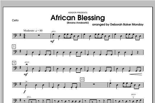 African Blessing (Bwana Awabariki) - Cello (Orchestra) von Deborah Baker Monday