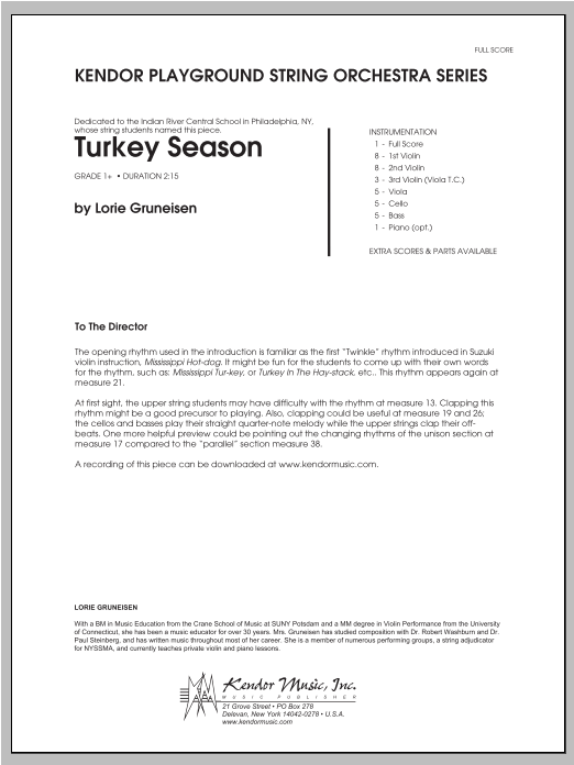 Turkey Season - Full Score (Orchestra) von Gruneisen