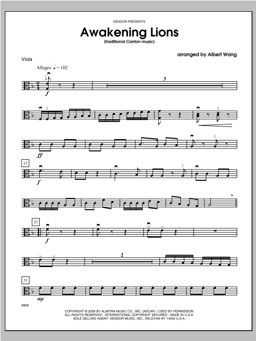 Awakening Lions (traditional Canton music) - Viola (Orchestra) von Wang