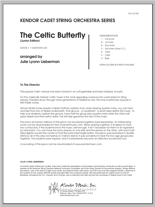 Celtic Butterfly, The (Junior Edition) - Full Score (Orchestra) von Julie Lyonn Lieberman