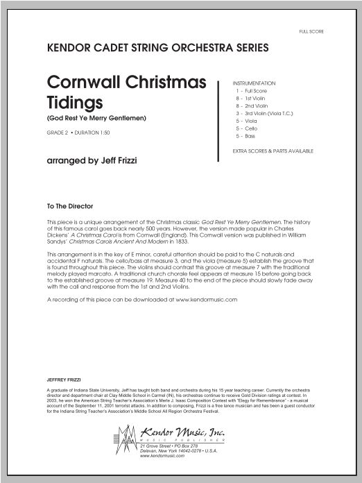 Cornwall Christmas Tidings (God Rest Ye Merry Gentlemen) - Full Score (Orchestra) von Frizzi