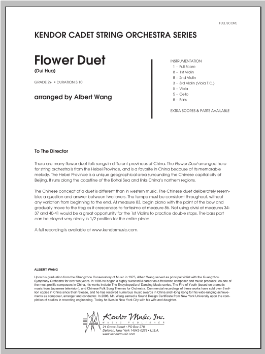 Flower Duet (Dui Hua) - Full Score (Orchestra) von Wang