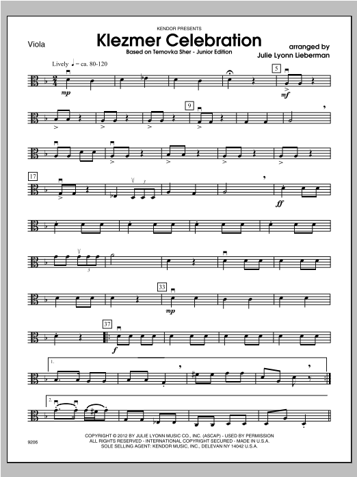 Klezmer Celebration (based on Ternovka Sher) (Junior Edition) - Viola (Orchestra) von Julie Lyonn Lieberman
